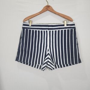 LOFT Blue and White Bermuda Shorts Tailored Fit